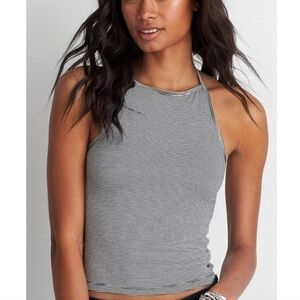 American Eagle First Essentials Striped Halter Top